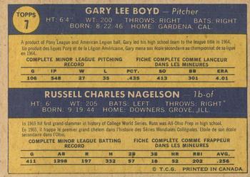 1970 O-Pee-Chee #7 Indians 1970 Rookie Stars (Gary Boyd / Russ Nagelson) Back