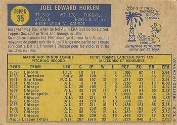 1970 O-Pee-Chee #35 Joe Horlen Back