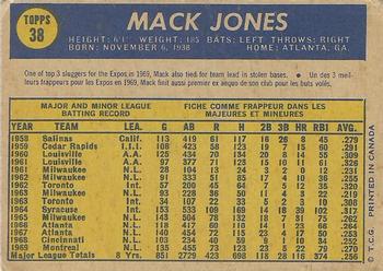 1970 O-Pee-Chee #38 Mack Jones Back