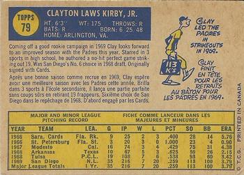 1970 O-Pee-Chee #79 Clay Kirby Back