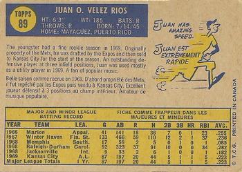 1970 O-Pee-Chee #89 Juan Rios Back