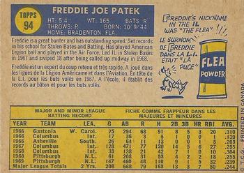 1970 O-Pee-Chee #94 Freddie Patek Back
