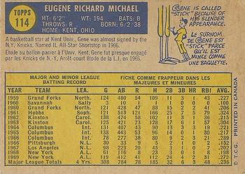 1970 O-Pee-Chee #114 Gene Michael Back