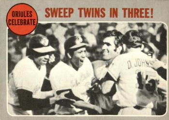1970 O-Pee-Chee #202 1969 ALCS Summary - Orioles Celebrate: Sweep Twins In Three! Front
