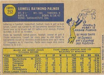 1970 O-Pee-Chee #252 Lowell Palmer Back