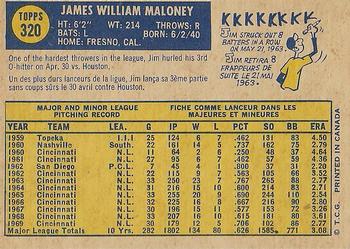 1970 O-Pee-Chee #320 Jim Maloney Back