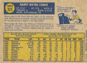 1970 O-Pee-Chee #323 Wayne Comer Back