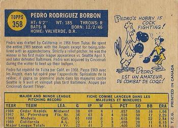 1970 O-Pee-Chee #358 Pedro Borbon Back
