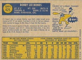 1970 O-Pee-Chee #425 Bobby Bonds Back
