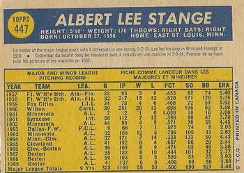 1970 O-Pee-Chee #447 Lee Stange Back