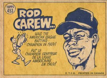 1970 O-Pee-Chee #453 Rod Carew Back