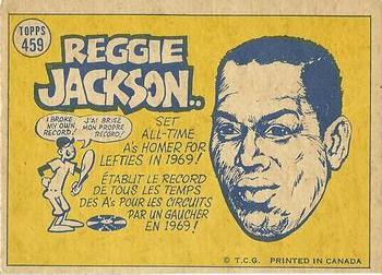1970 O-Pee-Chee #459 Reggie Jackson Back