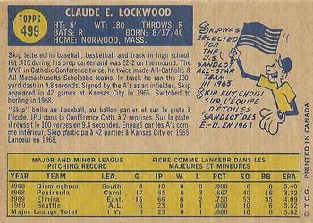 1970 O-Pee-Chee #499 Skip Lockwood Back