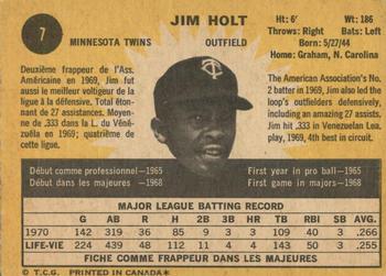 1971 O-Pee-Chee #7 Jim Holt Back