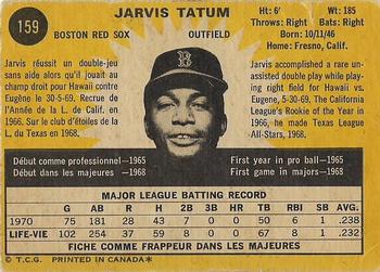 1971 O-Pee-Chee #159 Jarvis Tatum Back