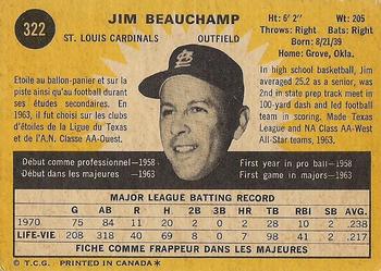 1971 O-Pee-Chee #322 Jim Beauchamp Back
