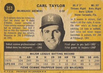 1971 O-Pee-Chee #353 Carl Taylor Back