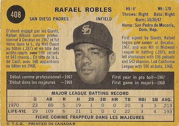 1971 O-Pee-Chee #408 Rafael Robles Back
