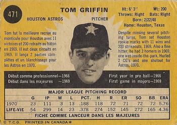 1971 O-Pee-Chee #471 Tom Griffin Back
