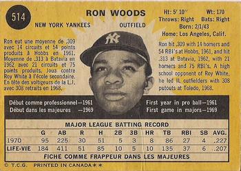 1971 O-Pee-Chee #514 Ron Woods Back