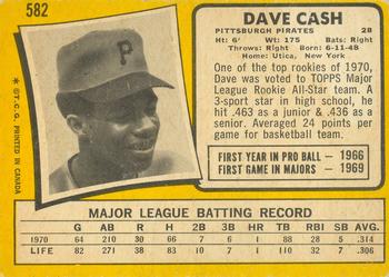 1971 O-Pee-Chee #582 Dave Cash Back