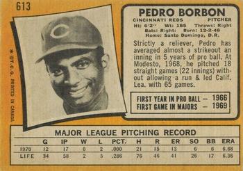 1971 O-Pee-Chee #613 Pedro Borbon Back