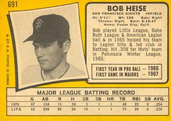 1971 O-Pee-Chee #691 Bob Heise Back