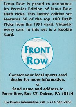 1991 Front Row Draft Picks - Promos #NNO Brian Barber Back