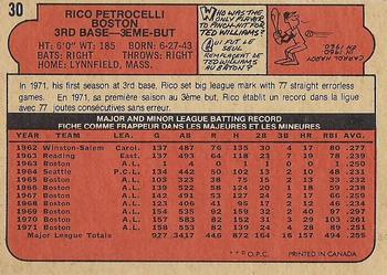 1972 O-Pee-Chee #30 Rico Petrocelli Back