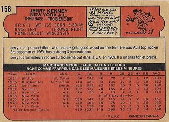 1972 O-Pee-Chee #158 Jerry Kenney Back