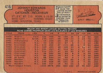 1972 O-Pee-Chee #416 Johnny Edwards Back
