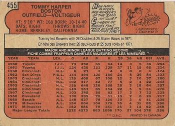 1972 O-Pee-Chee #455 Tommy Harper Back