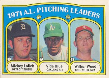 1972 O-Pee-Chee #94 1971 A.L. Pitching Leaders (Mickey Lolich / Vida Blue / Wilbur Wood) Front
