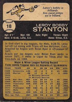 1973 O-Pee-Chee #18 Leroy Stanton Back