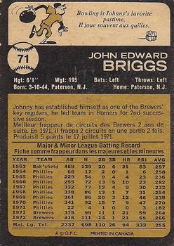 1973 O-Pee-Chee #71 Johnny Briggs Back