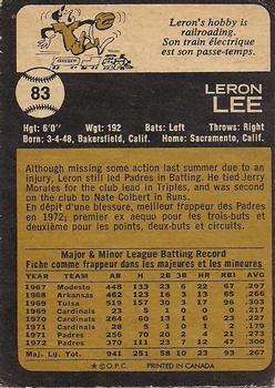 1973 O-Pee-Chee #83 Leron Lee Back