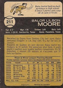 1973 O-Pee-Chee #211 Balor Moore Back