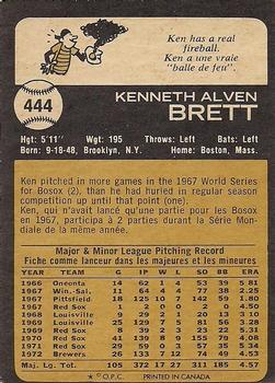 1973 O-Pee-Chee #444 Ken Brett Back