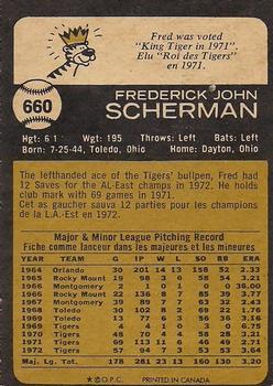 1973 O-Pee-Chee #660 Fred Scherman Back