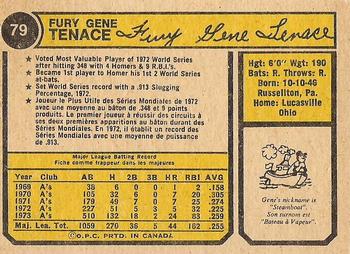 1974 O-Pee-Chee #79 Gene Tenace Back