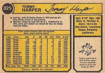 1974 O-Pee-Chee #325 Tommy Harper Back