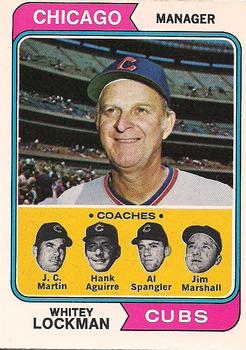 1974 O-Pee-Chee #354 Cubs Field Leaders (Whitey Lockman / J.C. Martin / Hank Aguirre / Al Spangler / Jim Marshall) Front