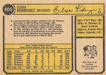 1974 O-Pee-Chee #405 Ellie Rodriguez Back