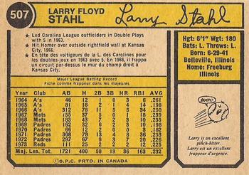 1974 O-Pee-Chee #507 Larry Stahl Back