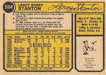 1974 O-Pee-Chee #594 Leroy Stanton Back