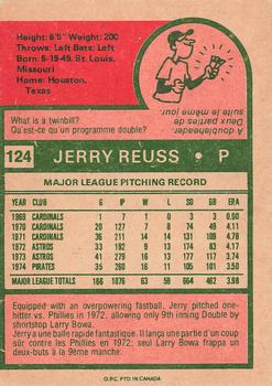 1975 O-Pee-Chee #124 Jerry Reuss Back