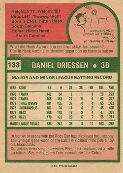 1975 O-Pee-Chee #133 Dan Driessen Back
