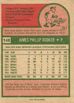 1975 O-Pee-Chee #148 Jim Rooker Back