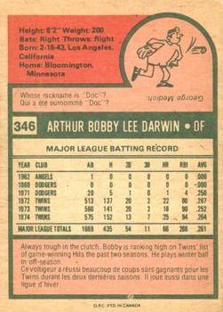 1975 O-Pee-Chee #346 Bobby Darwin Back