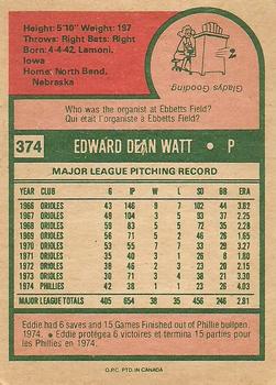 1975 O-Pee-Chee #374 Eddie Watt Back